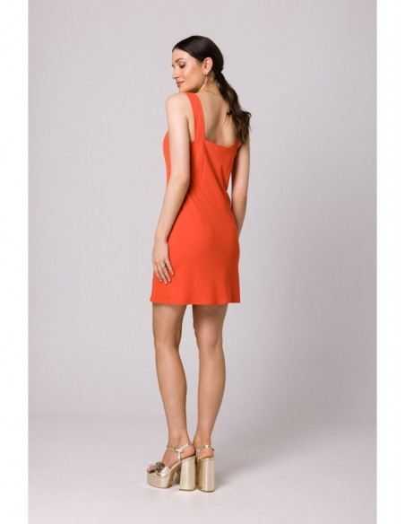 K159 Mini dress with straps - coral