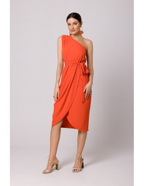 K160 One shoulder dress - coral