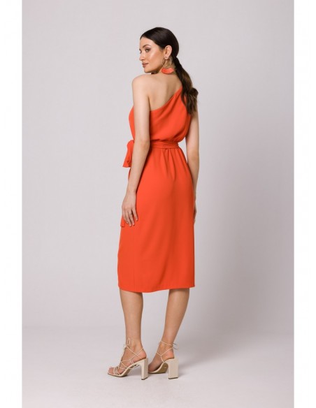 K160 One shoulder dress - coral