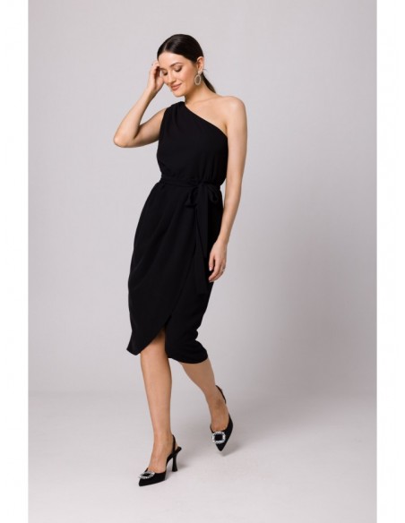 K160 One shoulder dress - black