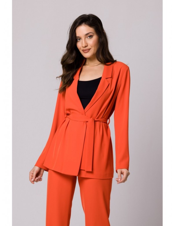 K161 Blazer with a tie belt - coral