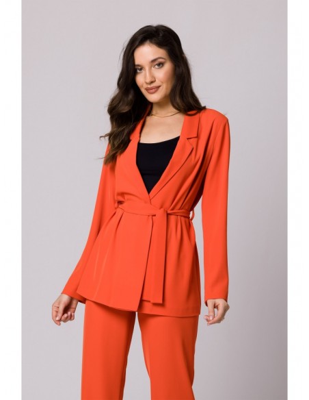 K161 Blazer with a tie belt - coral