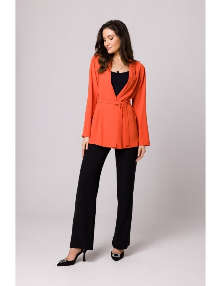 K161 Blazer with a tie belt - coral