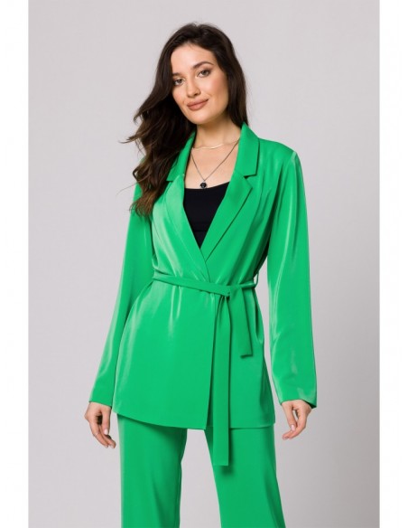 K161 Blazer with a tie belt - green