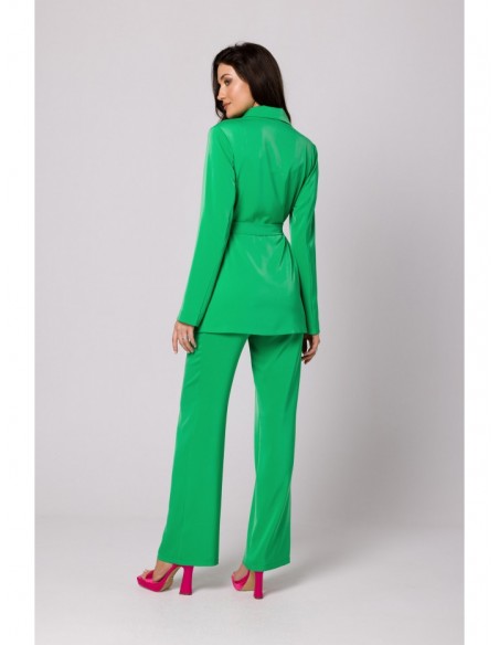 K161 Blazer with a tie belt - green