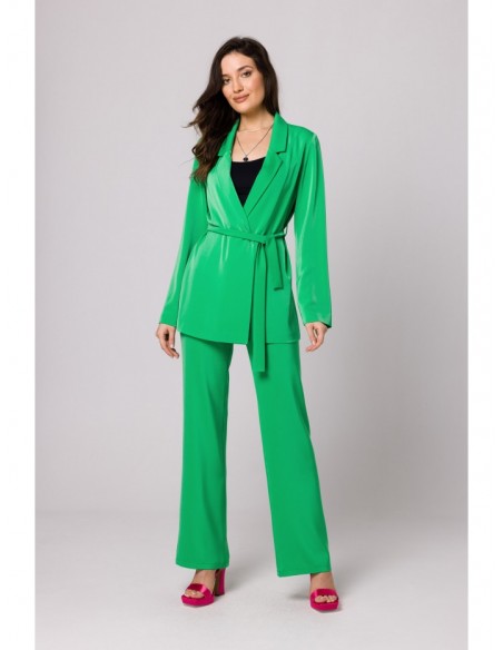 K161 Blazer with a tie belt - green