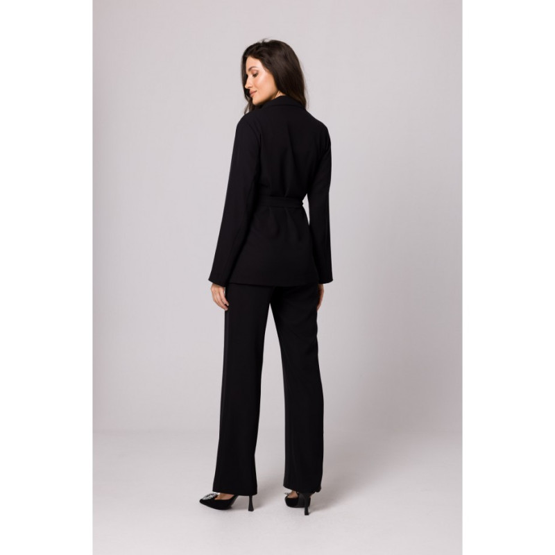 K161 Blazer with a tie belt - black 2