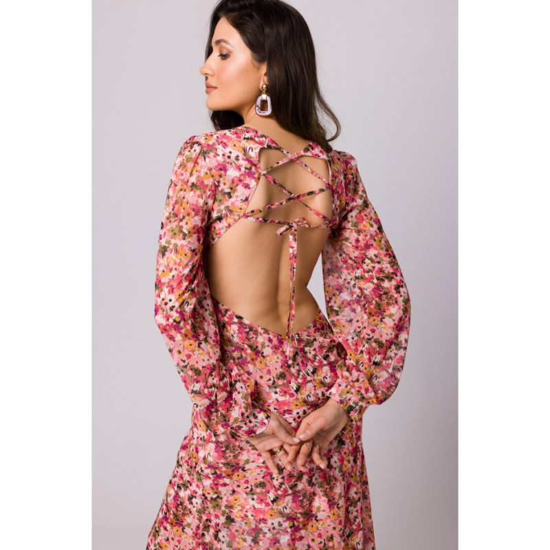 K165 Chiffon dress with open back - model 1 2