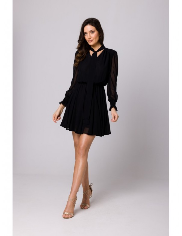 K168 Chiffon skater dress - black