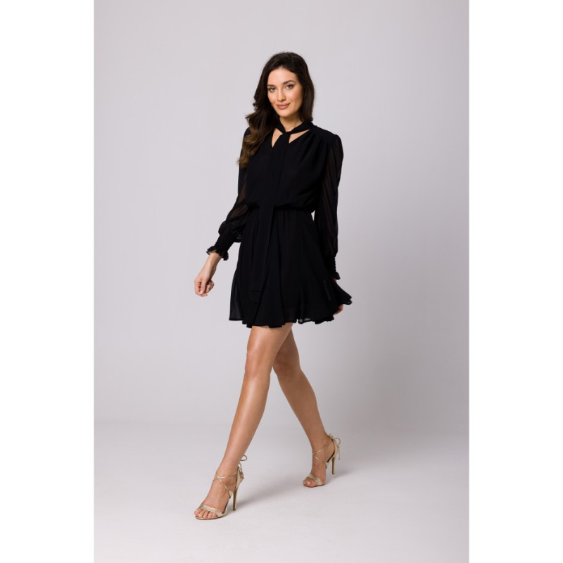 K168 Chiffon skater dress - black 2