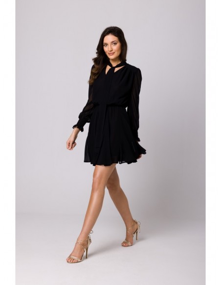 K168 Chiffon skater dress - black