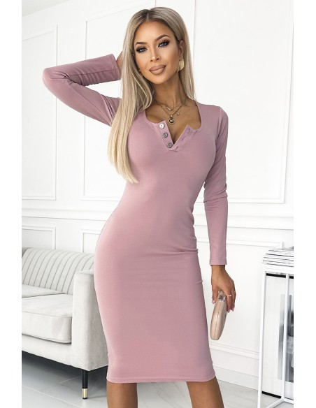  441-2 Dress with three buttons on the neckline - dirty pink 