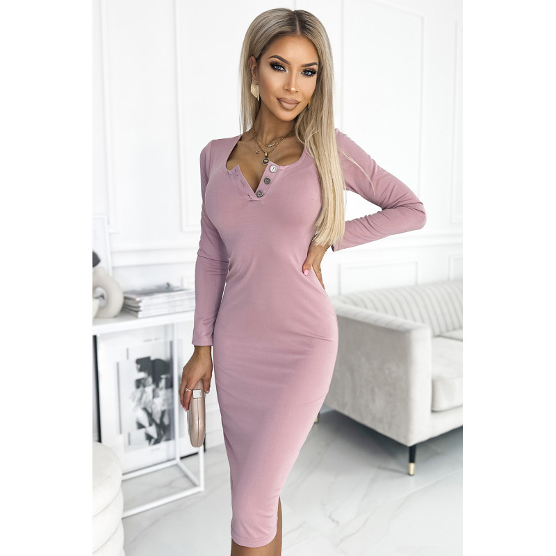  441-2 Dress with three buttons on the neckline - dirty pink  2