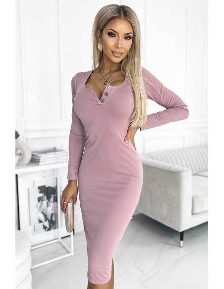  441-2 Dress with three buttons on the neckline - dirty pink 