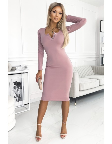  441-2 Dress with three buttons on the neckline - dirty pink 