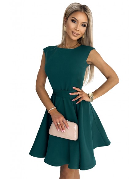  442-1 Flared dress with small sleeves - green 