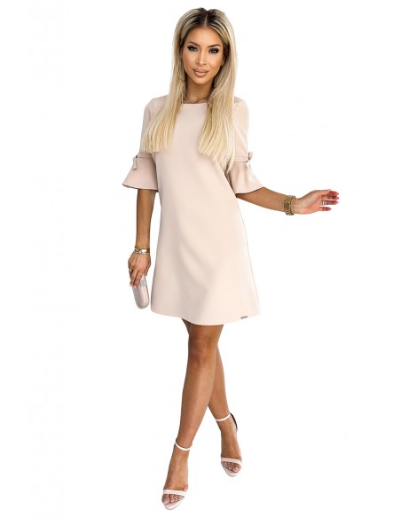  217-7 NEVA Trapezoidal dress with flared sleeves - beige 