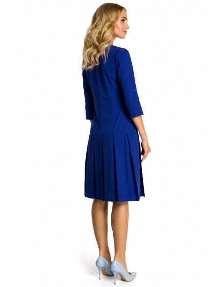 M336 Drop waist dress with pleats - royal blue