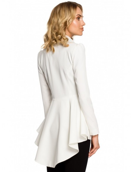 M165 Asymmetric, buttoned tail jacket with a collar - ecru