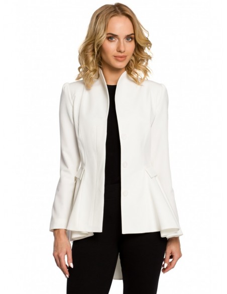 M165 Asymmetric, buttoned tail jacket with a collar - ecru