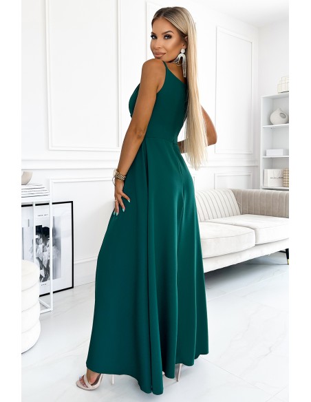  299-11 CHIARA elegant maxi long dress with straps - green 