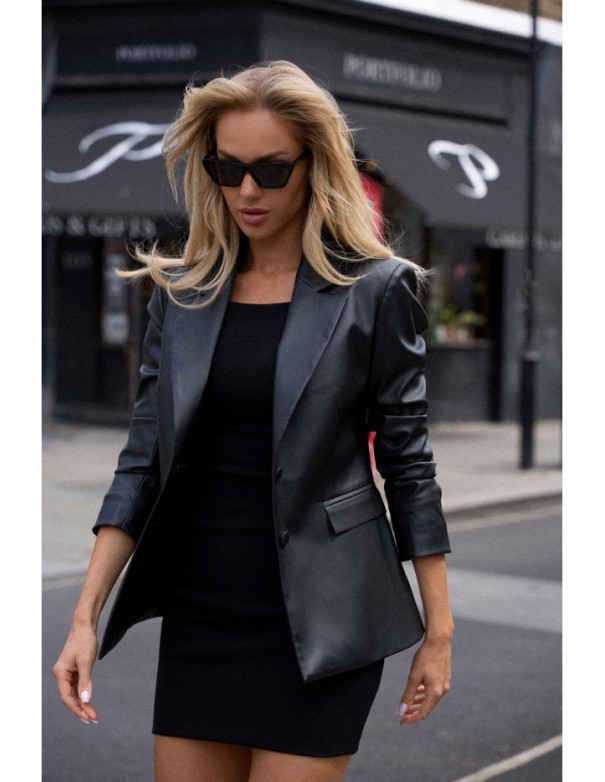 M748 Faux leather blazer - black