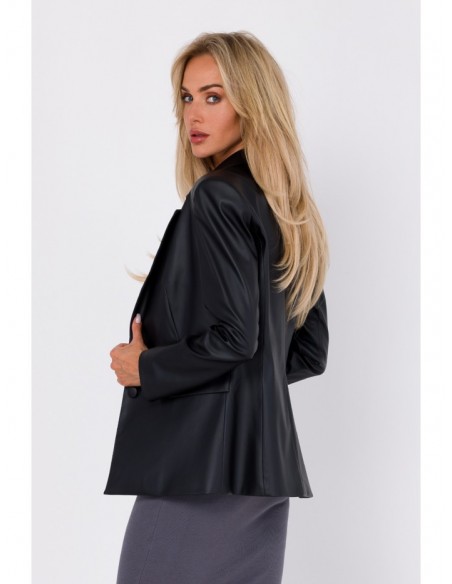 M748 Faux leather blazer - black