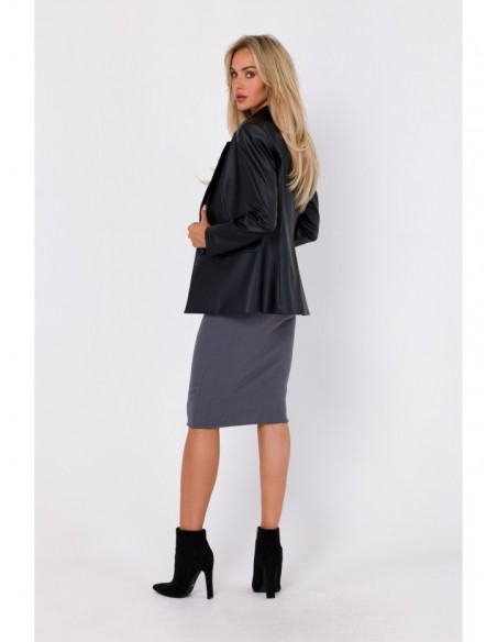 M748 Faux leather blazer - black