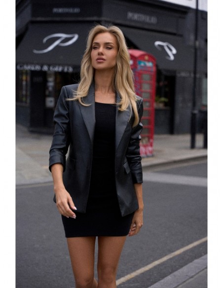 M748 Faux leather blazer - black