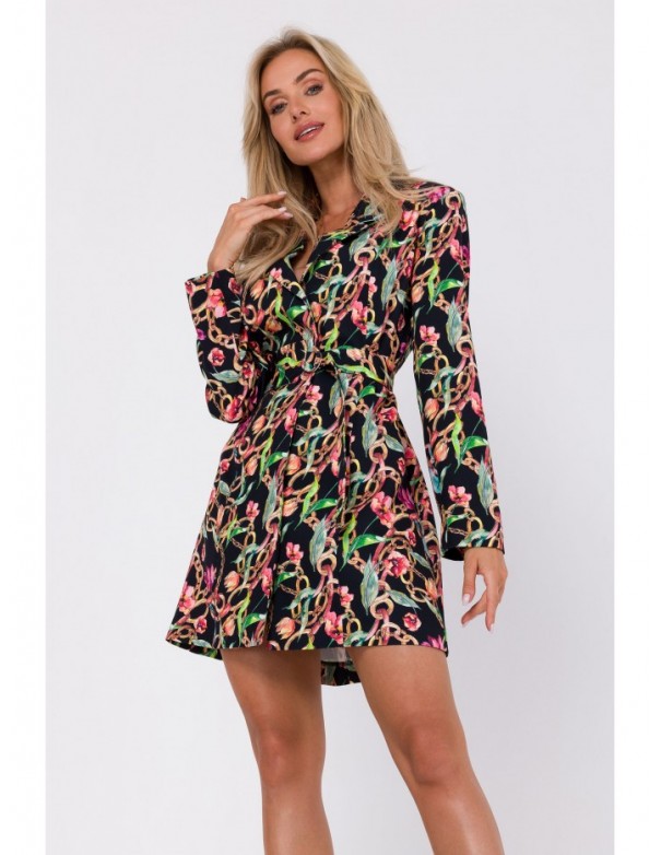 M750 Printed blazer dress with belt - model 2