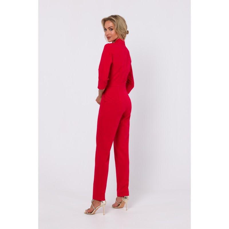 M751 Jumpsuit with shawl collar - red 2
