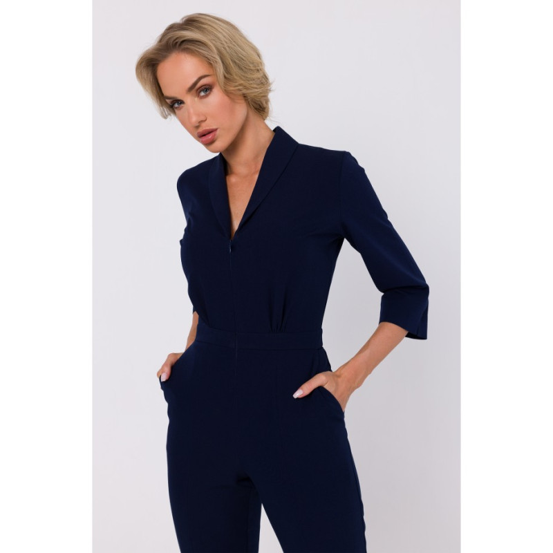 M751 Jumpsuit with shawl collar - navy blue 2