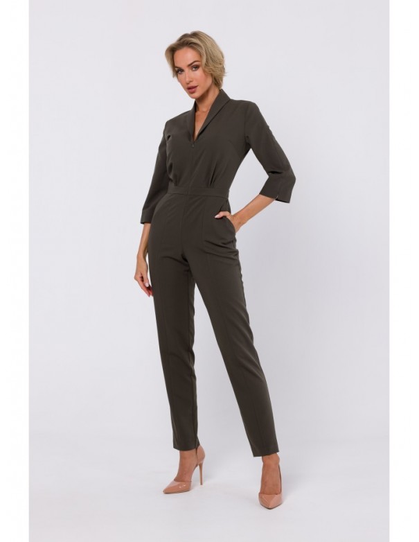 M751 Jumpsuit with shawl collar - khaki