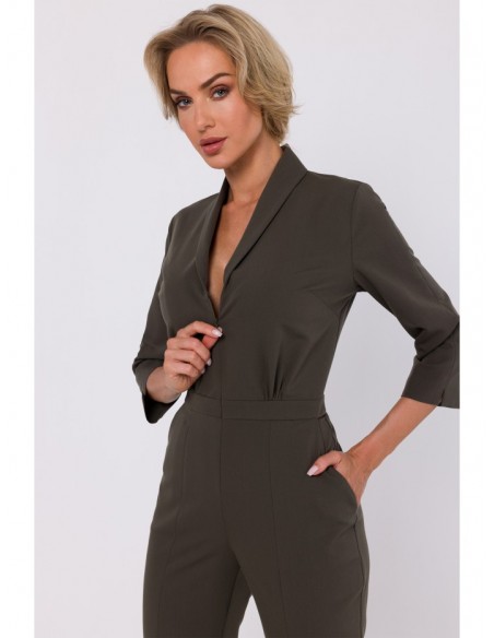 M751 Jumpsuit with shawl collar - khaki