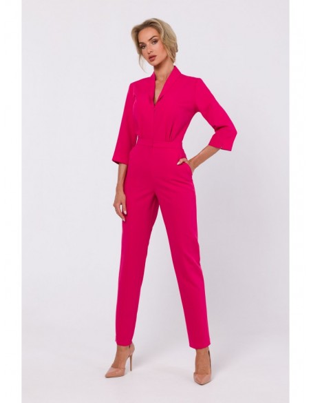 M751 Jumpsuit with shawl collar - pink