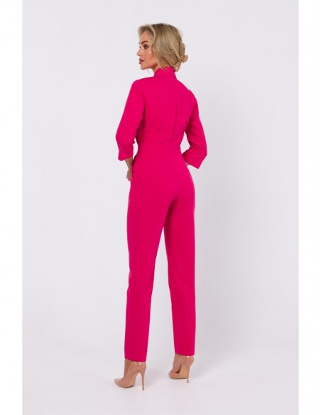 M751 Jumpsuit with shawl collar - pink