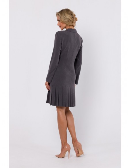 M752 Dress with pleated bottom hem - dark grey