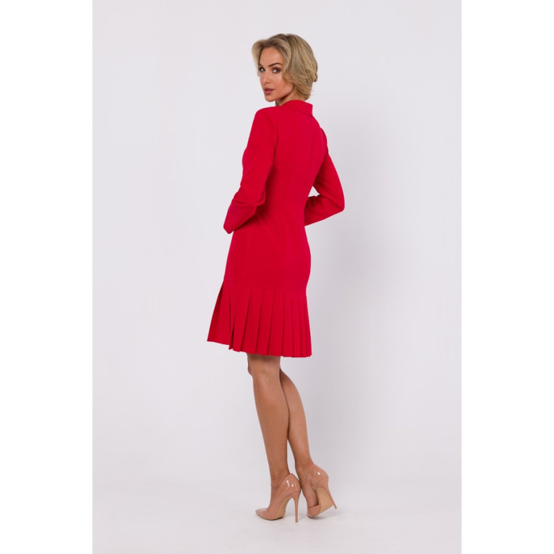 M752 Dress with pleated bottom hem - red 2
