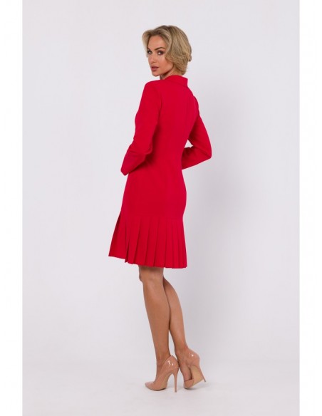 M752 Dress with pleated bottom hem - red