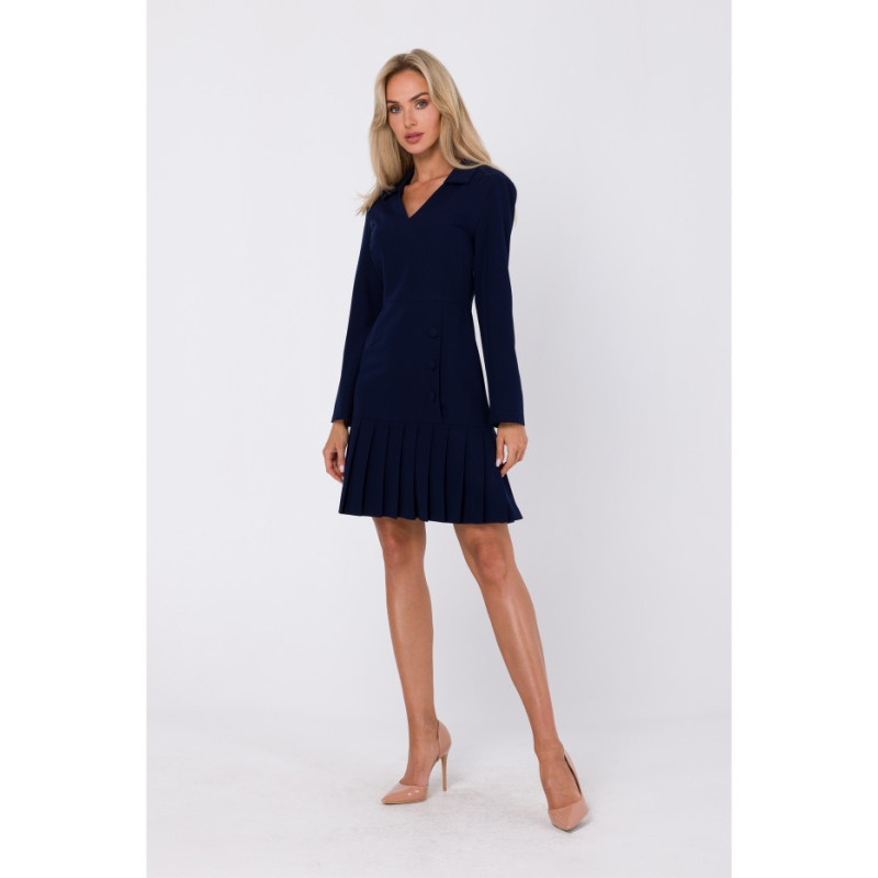 M752 Dress with pleated bottom hem - navy blue 2