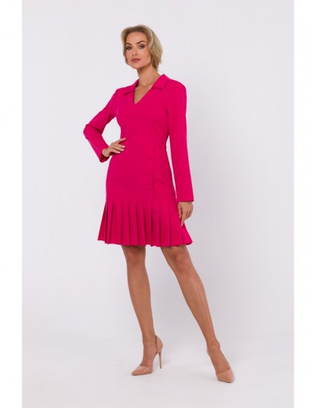 M752 Dress with pleated bottom hem - pink