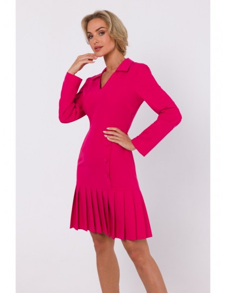 M752 Dress with pleated bottom hem - pink