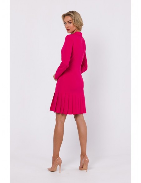 M752 Dress with pleated bottom hem - pink