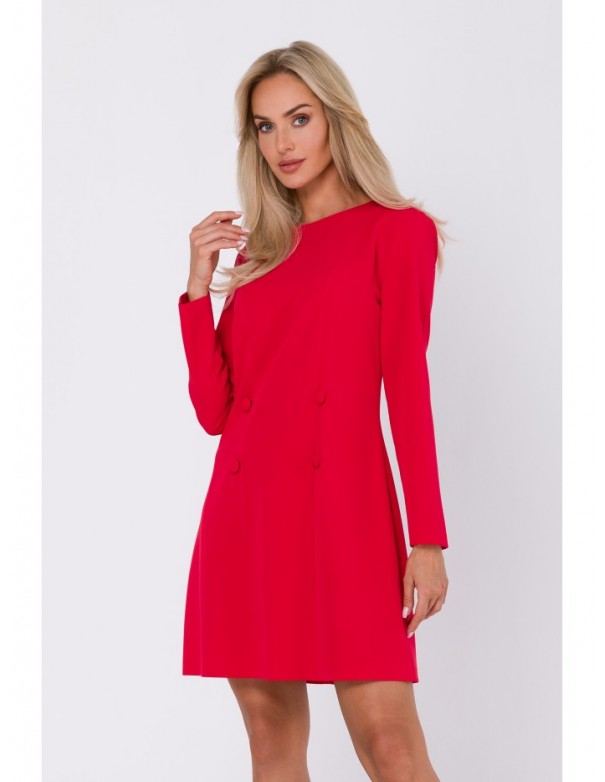 M753 Shift dress with decorative buttons - red