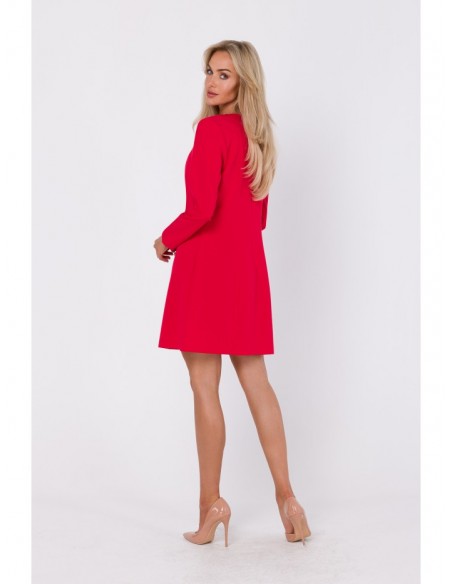 M753 Shift dress with decorative buttons - red