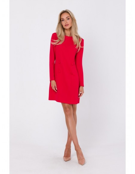 M753 Shift dress with decorative buttons - red