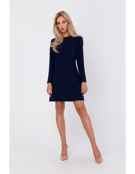 M753 Shift dress with decorative buttons - navy blue