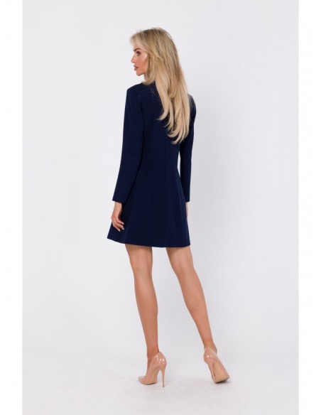 M753 Shift dress with decorative buttons - navy blue