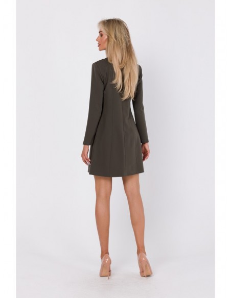 M753 Shift dress with decorative buttons - khaki