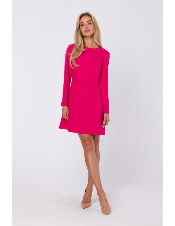 M753 Shift dress with decorative buttons - pink